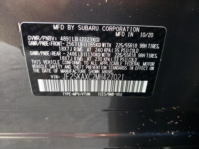 Photo 10 from auction – 2021 SUBARU FORESTER T with VIN JF2SKAXC2MH427021