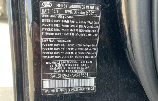 Photo 10 from auction – 2010 LAND ROVER RANGE ROVE with VIN SALSH2E47AA247531