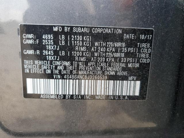 Photo 10 from auction – 2018 SUBARU OUTBACK 2. with VIN 4S4BSANC8J3260539