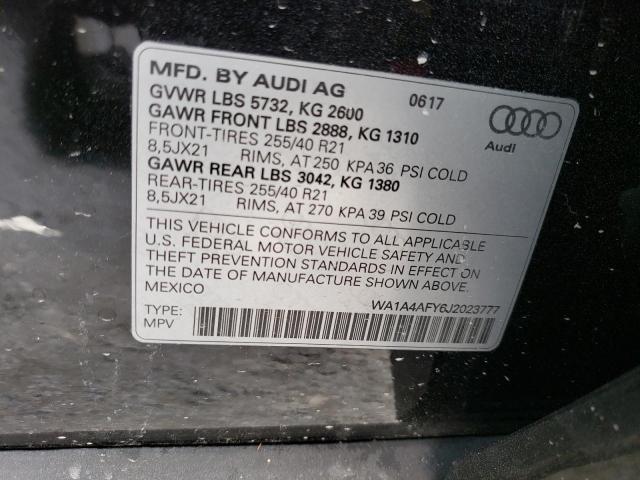 Photo 10 from auction – 2018 AUDI SQ5 PREMIU with VIN WA1A4AFY6J2023777