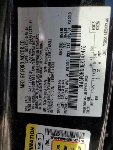 Photo 10 from auction – 2014 FORD FUSION SE with VIN 3FA6P0HD0ER147476