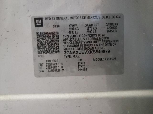 Photo 10 from auction – 2019 CHEVROLET EQUINOX LT with VIN 3GNAXUEVXKS549879