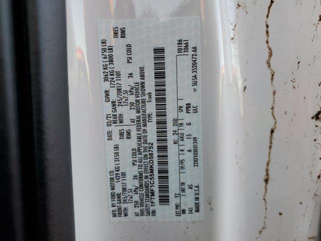 Photo 10 from auction – 2021 FORD F150 with VIN 1FTMF1C55MKD58752