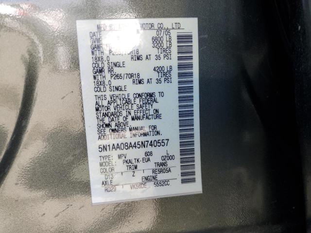 Photo 10 from auction – 2005 NISSAN ARMADA SE with VIN 5N1AA08A45N740557