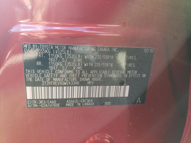 Photo 10 from auction – 2016 TOYOTA RAV4 LIMIT with VIN 2T3YFREVXGW243346