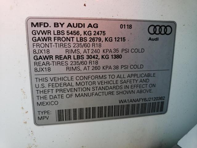 Photo 10 from auction – 2018 AUDI Q5 PREMIUM with VIN WA1ANAFY6J2120362