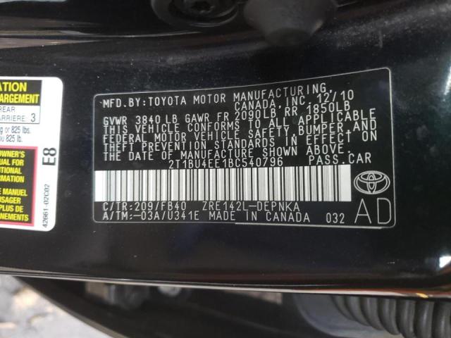 Photo 10 from auction – 2011 TOYOTA COROLLA BA with VIN 2T1BU4EE1BC540796