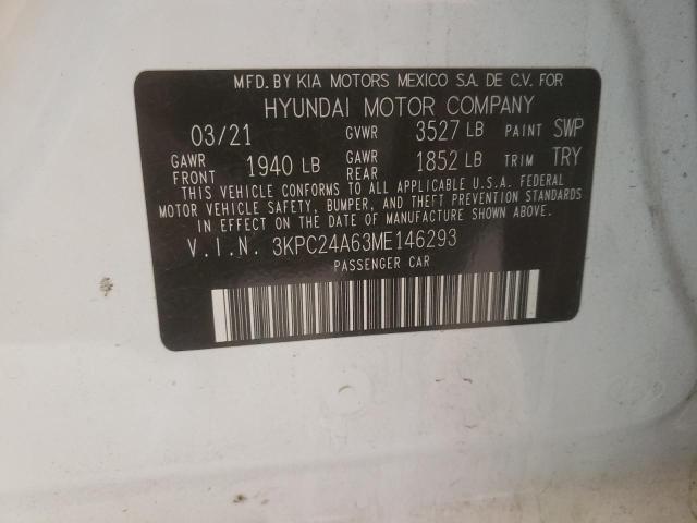 Photo 10 from auction – 2021 HYUNDAI ACCENT SE with VIN 3KPC24A63ME146293
