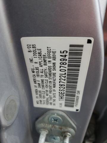 Photo 10 from auction – 2002 HONDA CIVIC EX with VIN 1HGES26722L078945