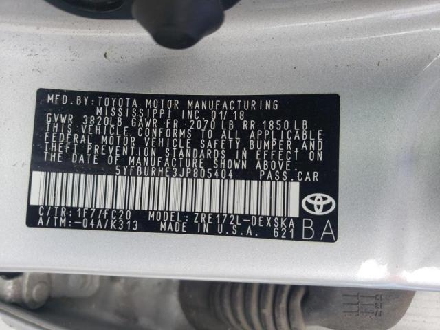 Photo 10 from auction – 2018 TOYOTA COROLLA L with VIN 5YFBURHE3JP805404