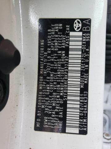 Photo 10 from auction – 2019 TOYOTA COROLLA L with VIN 5YFBURHE8KP912787