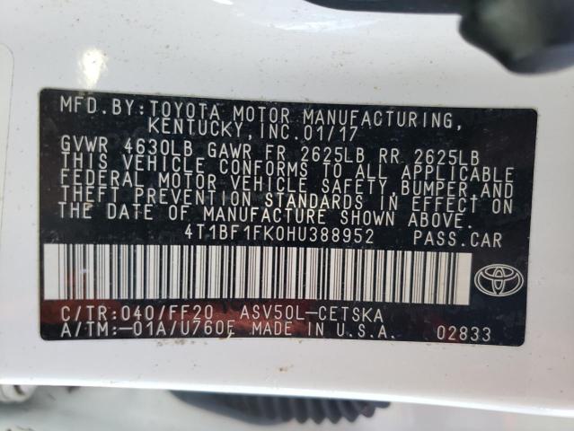 Photo 10 from auction – 2017 TOYOTA CAMRY LE with VIN 4T1BF1FK0HU388952
