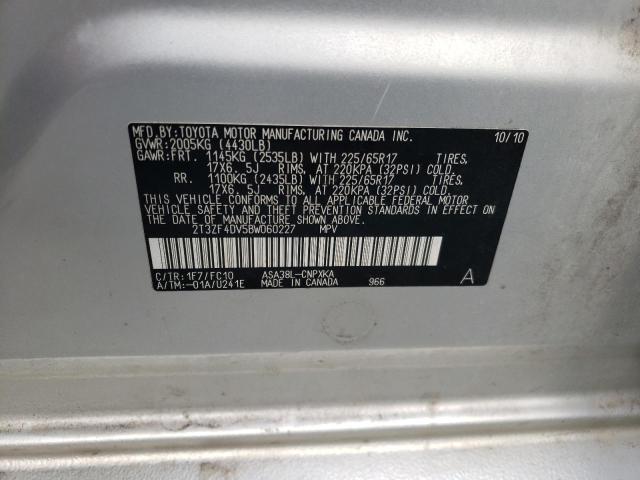 Photo 10 from auction – 2011 TOYOTA RAV4 with VIN 2T3ZF4DV5BW060227