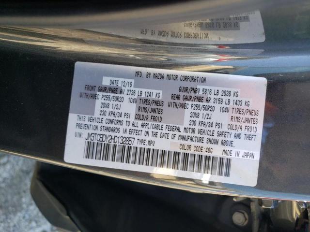 Photo 10 from auction – 2017 MAZDA CX-9 GRAND with VIN JM3TCBDY2H0132857