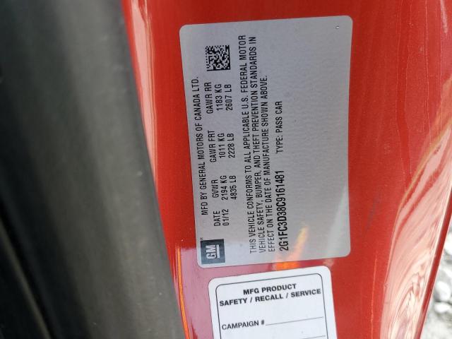 Photo 10 from auction – 2012 CHEVROLET CAMARO with VIN 2G1FC3D38C9161481