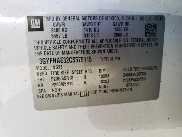 Photo 10 from auction – 2012 CADILLAC SRX LUXURY with VIN 3GYFNAE32CS575115