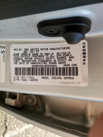 Photo 10 from auction – 2008 TOYOTA COROLLA CE with VIN 1NXBR32E18Z004504