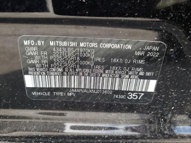 Photo 10 from auction – 2022 MITSUBISHI OUTLANDER with VIN JA4APUAUXNU013602
