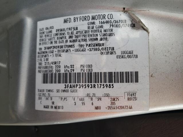 Photo 10 from auction – 2003 FORD FOCUS SVT with VIN 3FAHP39593R175985