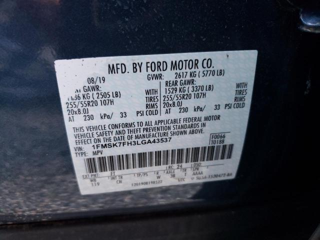 Photo 10 from auction – 2020 FORD EXPLORER L with VIN 1FMSK7FH3LGA43537