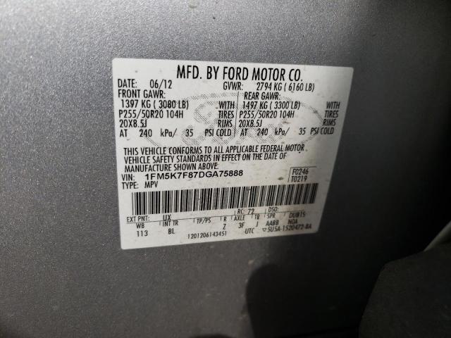 Photo 10 from auction – 2013 FORD EXPLORER L with VIN 1FM5K7F87DGA75888