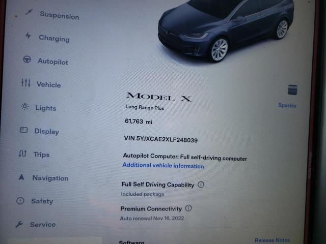 Photo 8 from auction – 2020 TESLA MODEL X with VIN 5YJXCAE2XLF248039