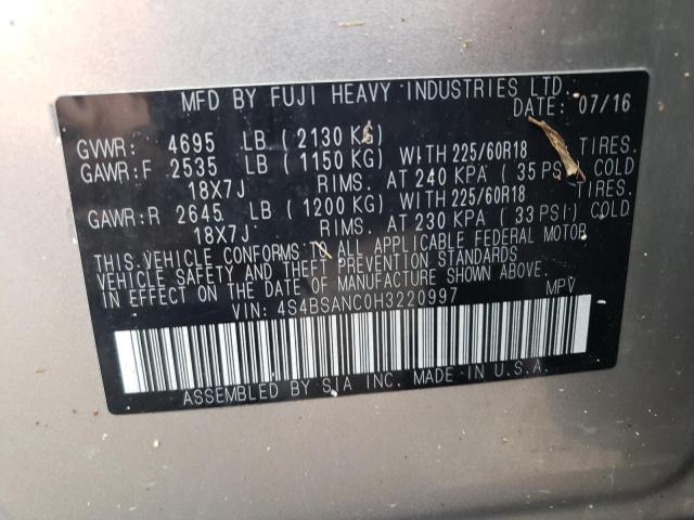 Photo 10 from auction – 2017 SUBARU OUTBACK 2. with VIN 4S4BSANC0H3220997