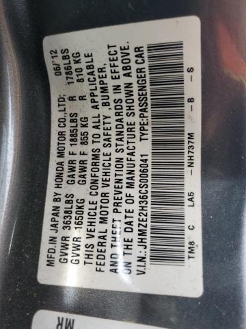 Photo 10 from auction – 2012 HONDA INSIGHT with VIN JHMZE2H36CS006041