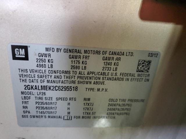 Photo 10 from auction – 2012 GMC TERRAIN SL with VIN 2GKALMEK2C6295518