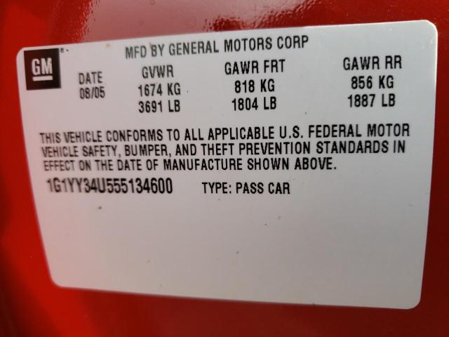 Photo 10 from auction – 2005 CHEVROLET CORVETTE with VIN 1G1YY34U555134600