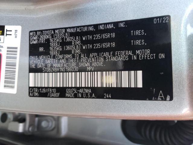Photo 10 from auction – 2022 TOYOTA HIGHLANDER with VIN 5TDBZRBH1NS186030
