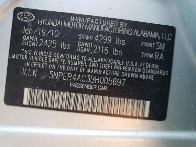 Photo 10 from auction – 2011 HYUNDAI SONATA GLS with VIN 5NPEB4AC3BH005697