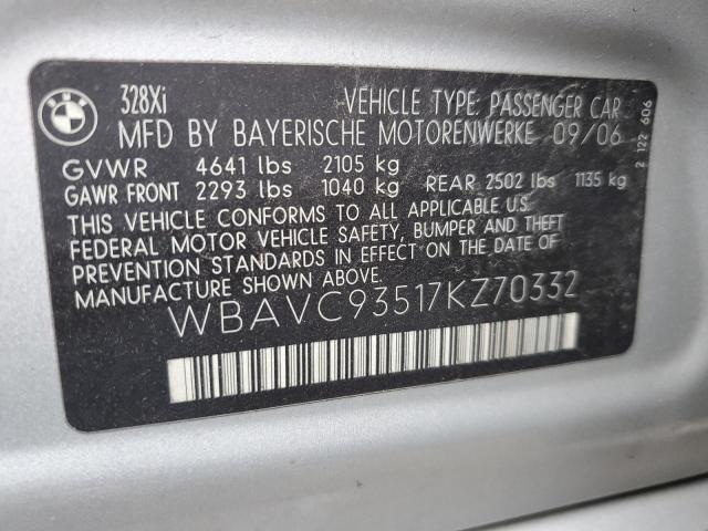 Photo 10 from auction – 2007 BMW 328 XI with VIN WBAVC93517KZ70332