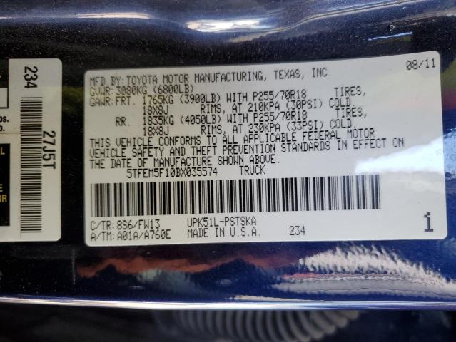 Photo 10 from auction – 2011 TOYOTA TUNDRA with VIN 5TFEM5F10BX035574