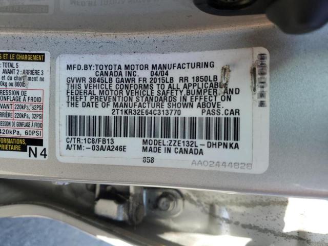 Photo 10 from auction – 2004 TOYOTA COROLLA MA with VIN 2T1KR32E64C313770