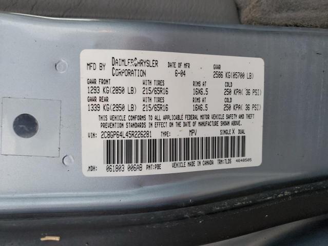 Photo 10 from auction – 2005 CHRYSLER TOWN & COU with VIN 2C8GP64L45R226281
