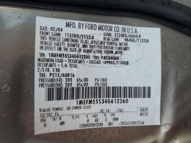 Photo 10 from auction – 2004 MERCURY SABLE LS P with VIN 1MEFM55S34G612260