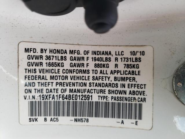 Photo 10 from auction – 2011 HONDA CIVIC with VIN 19XFA1F64BE012591