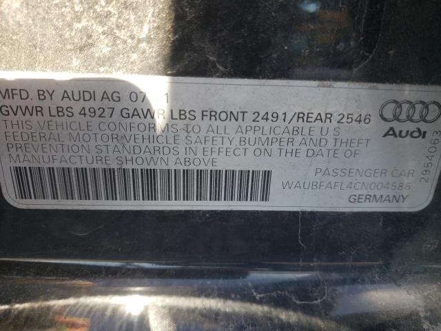 Снимка 10 от търг – 2012 AUDI A4 PREMIUM с VIN WAUBFAFL4CN004586