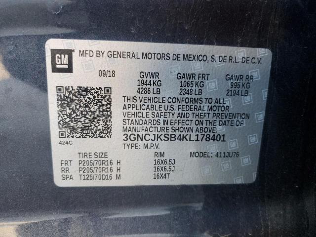 Photo 10 from auction – 2019 CHEVROLET TRAX LS with VIN 3GNCJKSB4KL178401