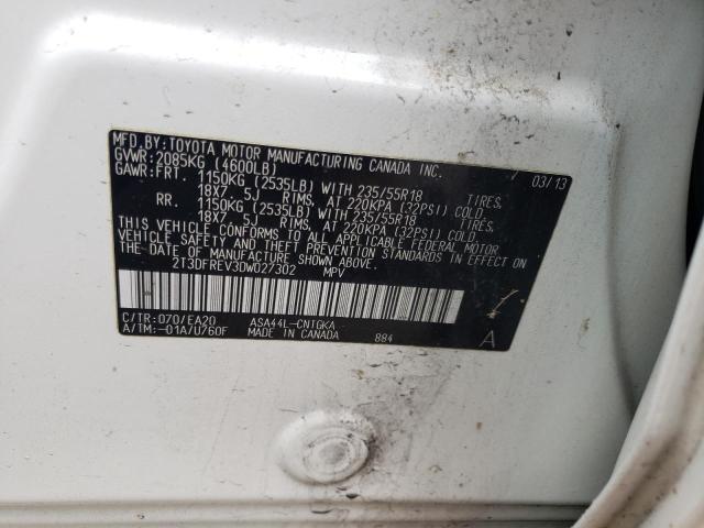 Photo 10 from auction – 2013 TOYOTA RAV4 LIMIT with VIN 2T3DFREV3DW027302