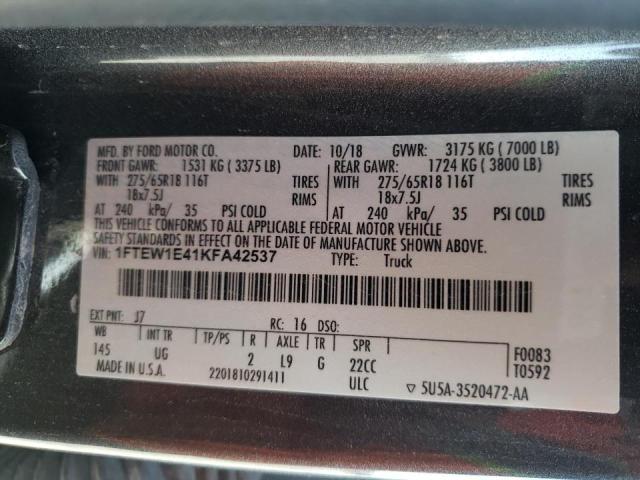 Photo 10 from auction – 2019 FORD F150 SUPER with VIN 1FTEW1E41KFA42537
