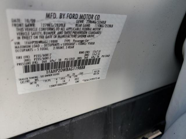 Photo 10 from auction – 2010 FORD TAURUS SE with VIN 1FAHP2DW8AG119888