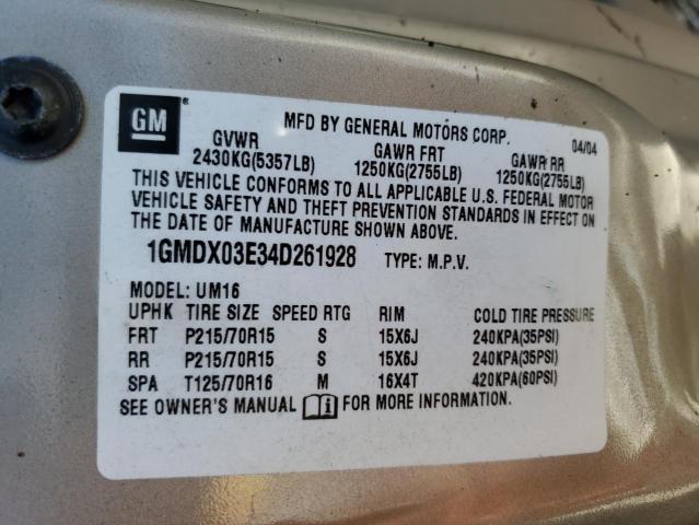 Photo 10 from auction – 2004 PONTIAC MONTANA with VIN 1GMDX03E34D261928