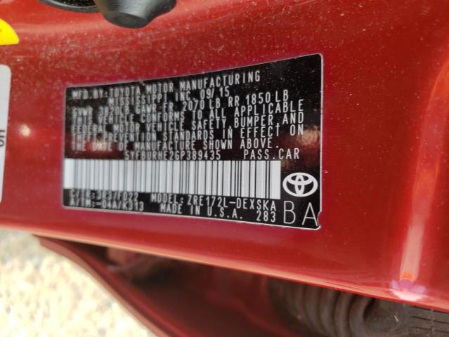 Photo 10 from auction – 2016 TOYOTA COROLLA L with VIN 5YFBURHE2GP389435
