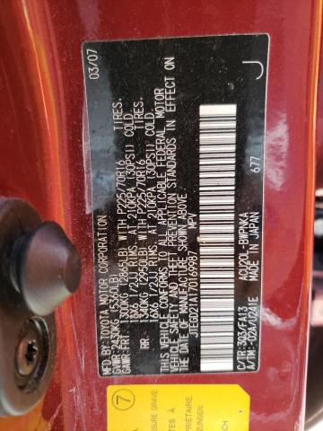 Photo 10 from auction – 2007 TOYOTA HIGHLANDER with VIN JTEGD21A170169987