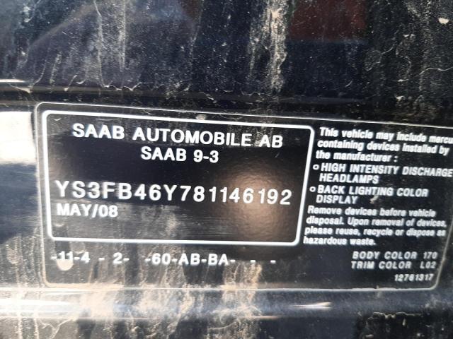 Фото 10 с аукциона – 2008 SAAB 9-3 2.0T с VIN YS3FB46Y781146192