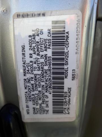 Photo 10 from auction – 2001 TOYOTA CAMRY CE with VIN 4T1BG22K31U834655