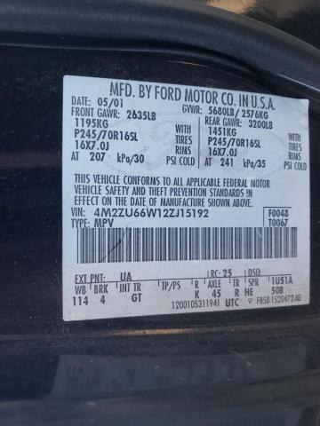 Photo 10 from auction – 2002 MERCURY MOUNTAINEE with VIN 4M2ZU66W12ZJ15192