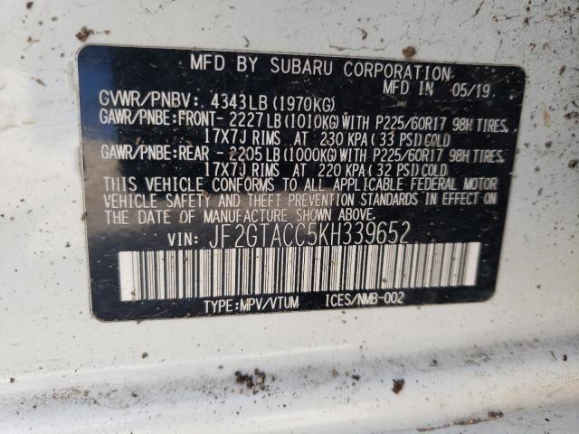 Photo 10 from auction – 2019 SUBARU CROSSTREK with VIN JF2GTACC5KH339652